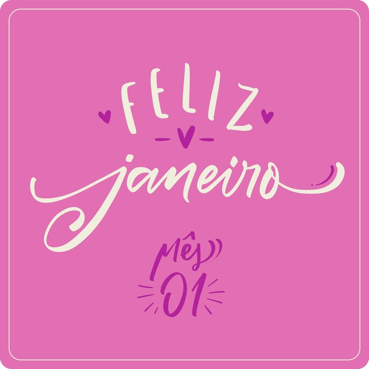Vetor feliz janeiro mes 01 feliz mês de janeiro 01 em brasileiro português vector de letra de mão moderna