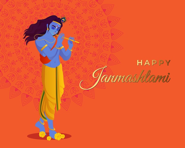 Feliz janmashtami cartão de fundo