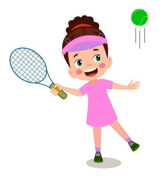 Feliz linda garota menino jogando tênis de trem