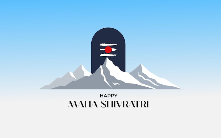 Vetor feliz maha shivratri shivling com montanha