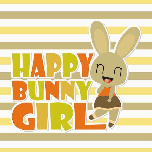 Feliz, menina bunny, cartoonfor, criança, t-shirt, fundo