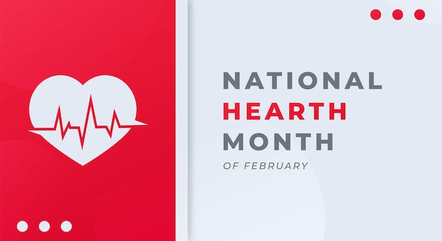 Feliz mês nacional do coração ilustração de design vetorial para publicidade em banner de pôster de fundo