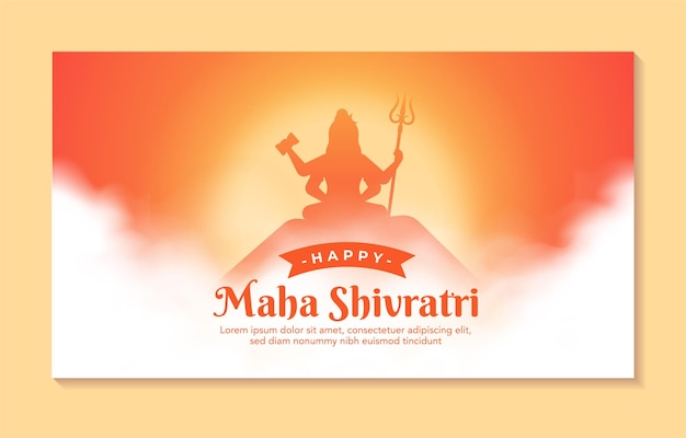 Vetor feliz modelo de design de banner maha shivratri com ornamento lord shiva