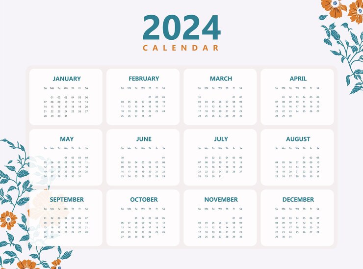 Feliz Modelo de Design de Calendário de Ano Novo 2024