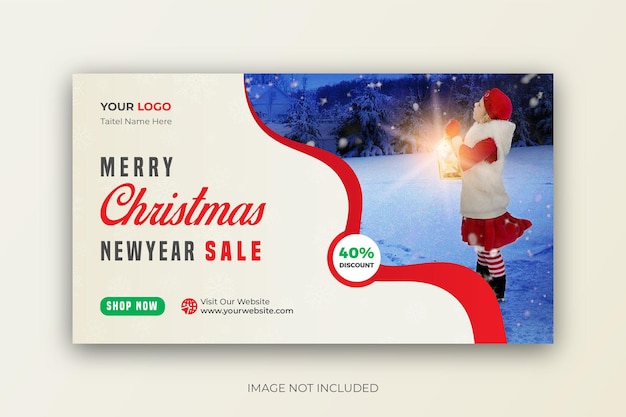 Feliz Natal, Ano Novo, Venda de Moda, Landing Page, Design de Modelo de Banner da Web