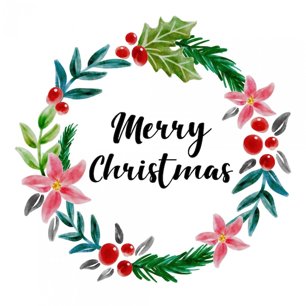 Feliz Natal aquarela Floral Design de grinalda