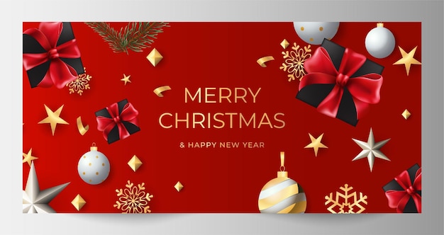 Feliz Natal, bandeira vertical de luxo vermelho escuro.
