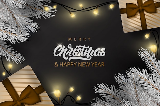 Feliz natal banner com banner de texto de letras