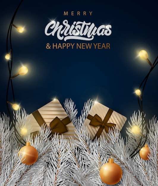 Feliz Natal banner com letras de texto.