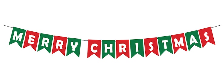 Vetor feliz natal bunting guirlanda flâmulas vermelhas e verdes com letras brancas festa letras banner panorâmico elemento decorativo vetorial
