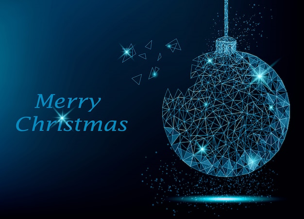 Feliz Natal cartão com bola de árvore de Natal poligonal