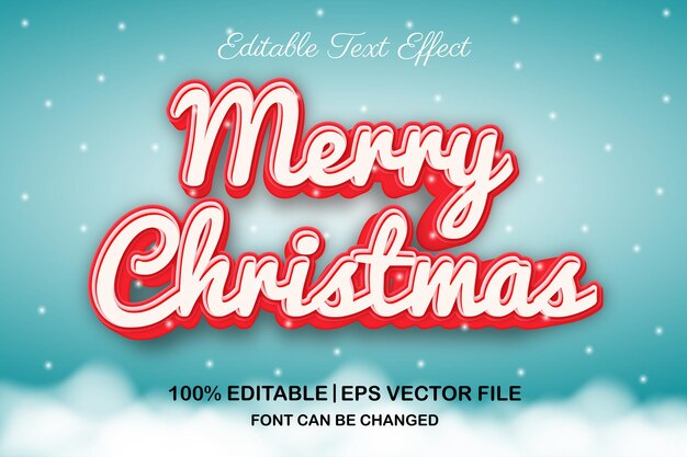 Feliz Natal com efeito de texto editável estilo 3d