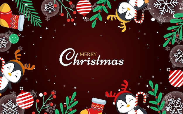 Feliz natal com fundo de pinguim