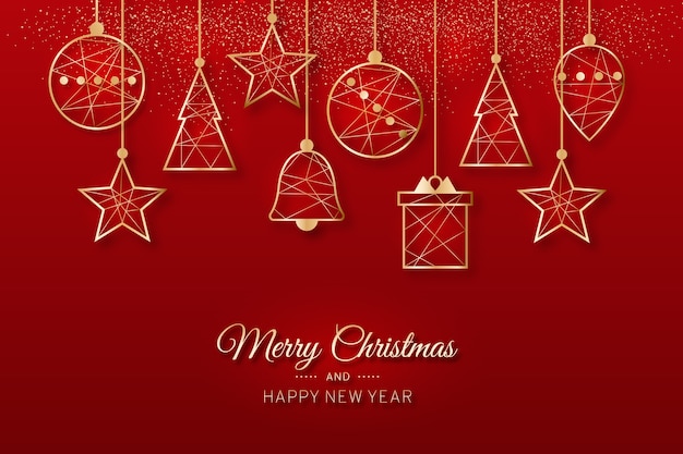 Feliz Natal, decoração de árvore de suspensão em tons de vermelho