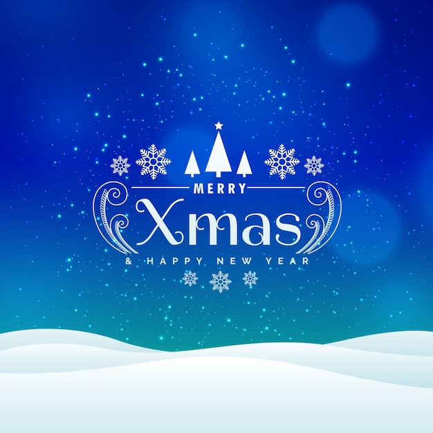 Feliz Natal design de paisagem de inverno com neve