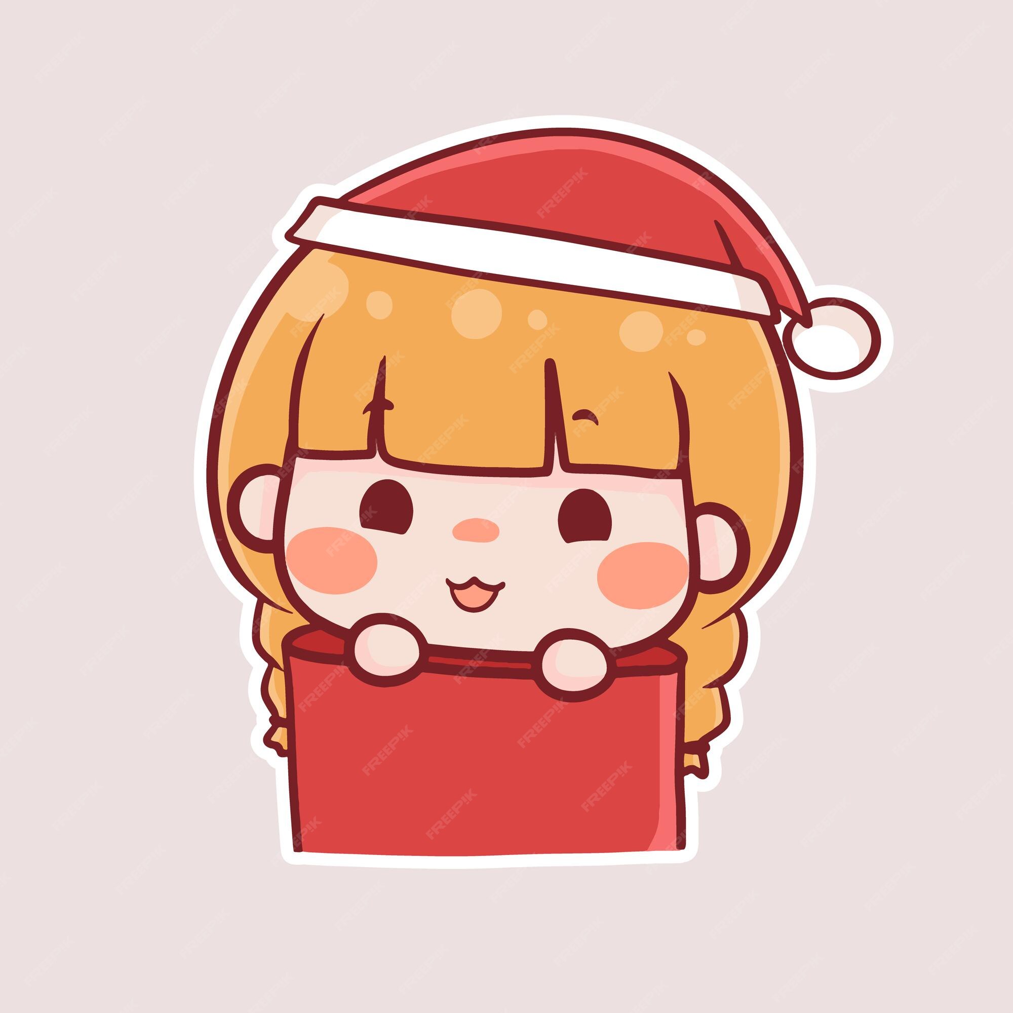 Feliz Natal, ilustração de desenho animado de Kawaii Chibi