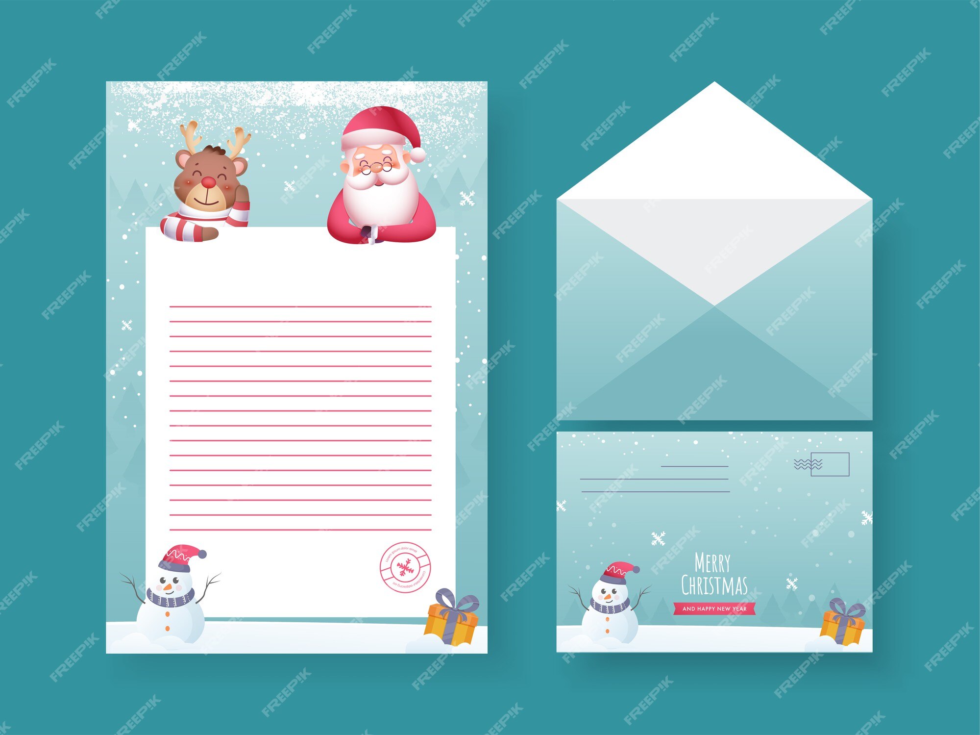 Feliz natal e feliz ano novo, carta ou cartão vazio | Vetor Premium
