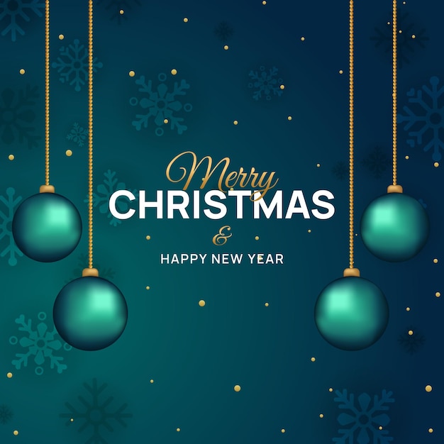 Feliz Natal e feliz ano novo cartão com ornamentos realistas