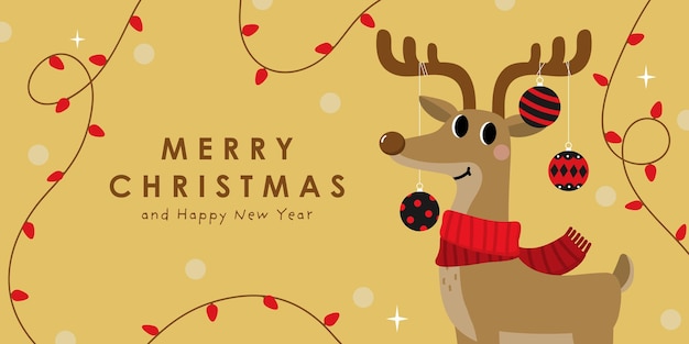 Feliz Natal e Feliz Ano Novo com o Papai Noel, o Homem de Neve, o pequeno elfo e o cervo.