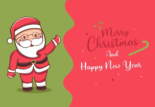 Feliz natal e feliz ano novo com o papai noel. Vetor grátis