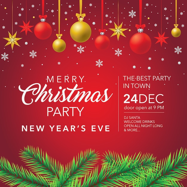 Feliz Natal e feliz ano novo design de banner de mídia social para festa