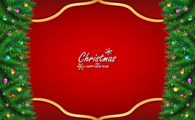 Vetor feliz natal e feliz ano novo elementos de design decorativo de natal em fundo vermelho cartazes horizontais de natal cartões objetos vistos de cima