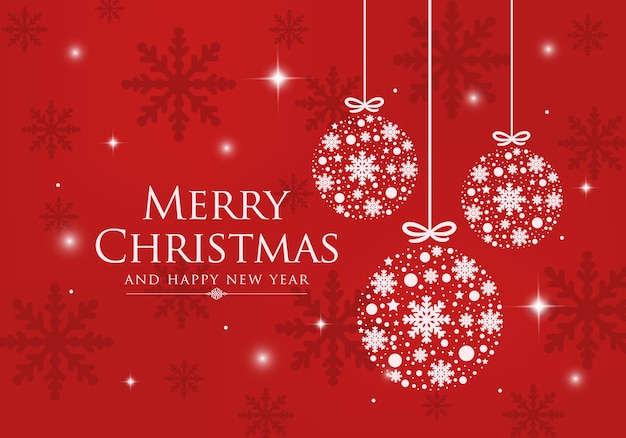Feliz Natal e Feliz Ano Novo em fundo vermelho