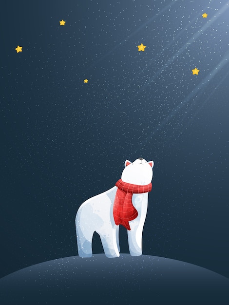 Feliz natal e olá inverno com urso polar.