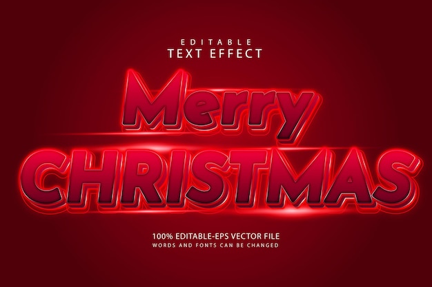 Feliz natal efeito de texto editável 3 dimensões em relevo estilo neon