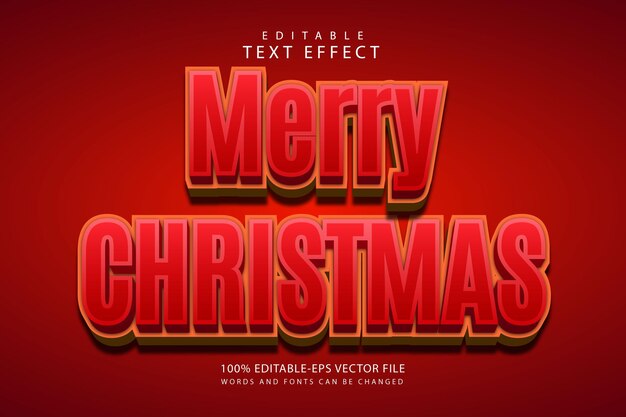 Feliz natal efeito de texto editável 3 dimensões gravam estilo moderno