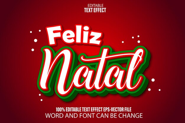 Vetor feliz natal efeito de texto editável estilo de gradiente plano