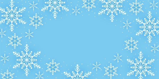 Feliz Natal, flocos de neve de fundo, banner de neve caindo com espaço de cópia, estilo de arte de papel
