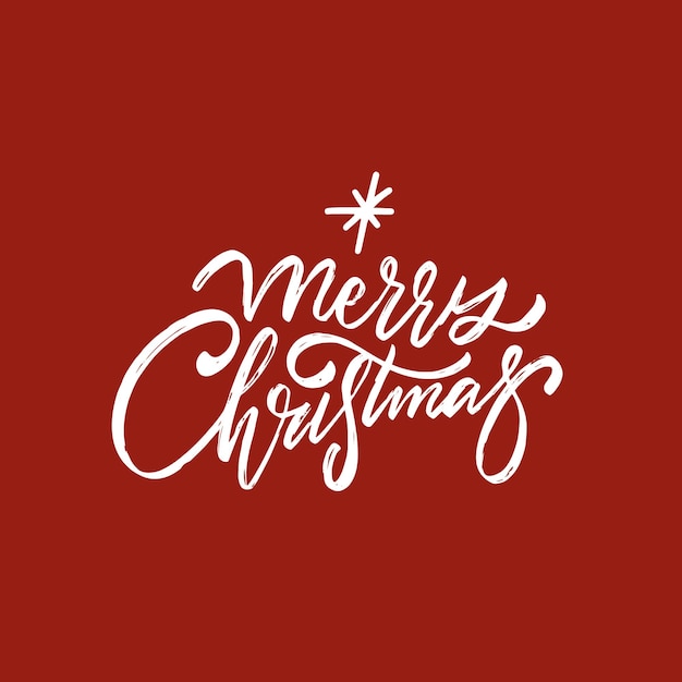 Feliz Natal frase de caligrafia de cor branca sinal de arte vetorial para cartão postal