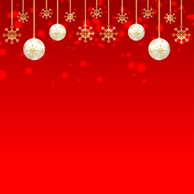 Feliz natal fundo de cor vermelha criativo novo design de postagem de mídia social com vetor de bola
