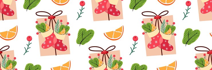 Vetor feliz natal padrão sem costura embrulho de presente feito de papel de artesanato caixa de presente rústica