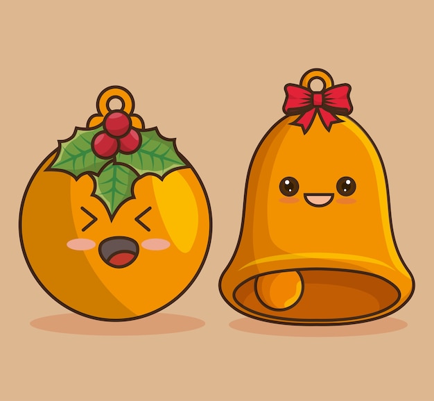 Feliz natal personagens kawaii estilo vector illustration design