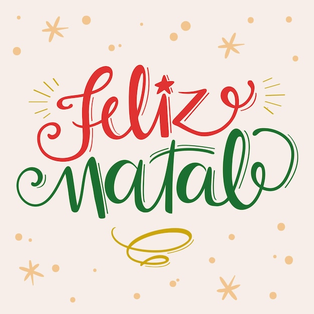 Vetor feliz natal português do brasil caligrafia vetor de letras de mão