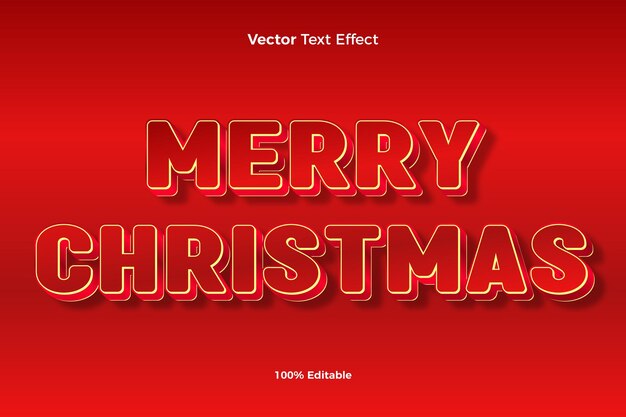 Feliz natal vetor estilo de efeito de texto editável 3d