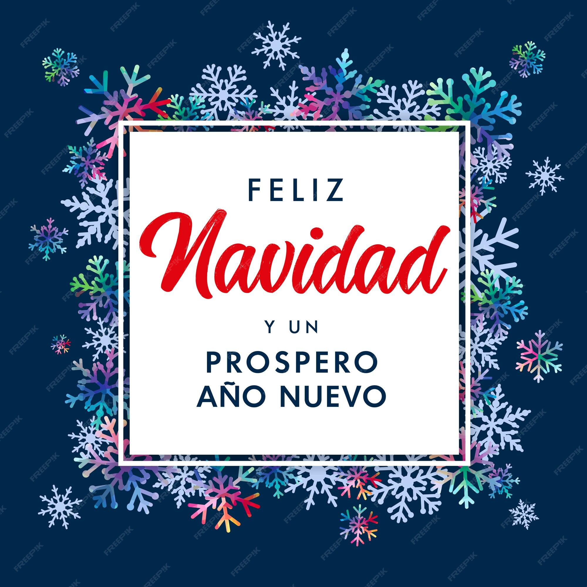Feliz navidad texto em espanhol, prospero ano nuevo, saudações de feliz natal e feliz ano novo. | Vetor Premium Feliz navidad texto em espanhol, prospero ano nuevo, saudações de feliz natal e feliz ano novo. | Vetor Premium