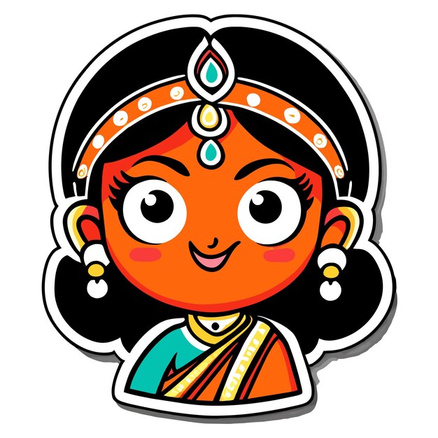 Feliz navratri krishna durga janmashtami desenhado à mão plano elegante adesivo de desenho animado conceito de ícone