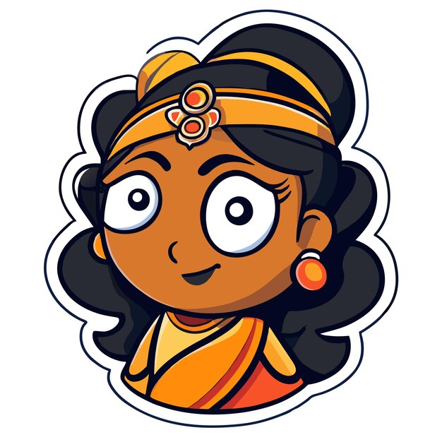 Feliz navratri krishna durga janmashtami desenhado à mão plano elegante adesivo de desenho animado conceito de ícone