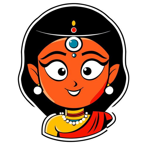 Feliz navratri krishna durga janmashtami desenhado à mão plano elegante adesivo de desenho animado conceito de ícone