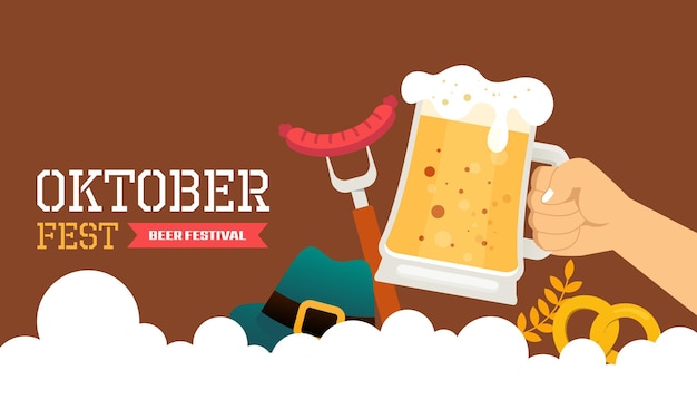 Feliz Oktoberfest Beer Festival Flat Design Background