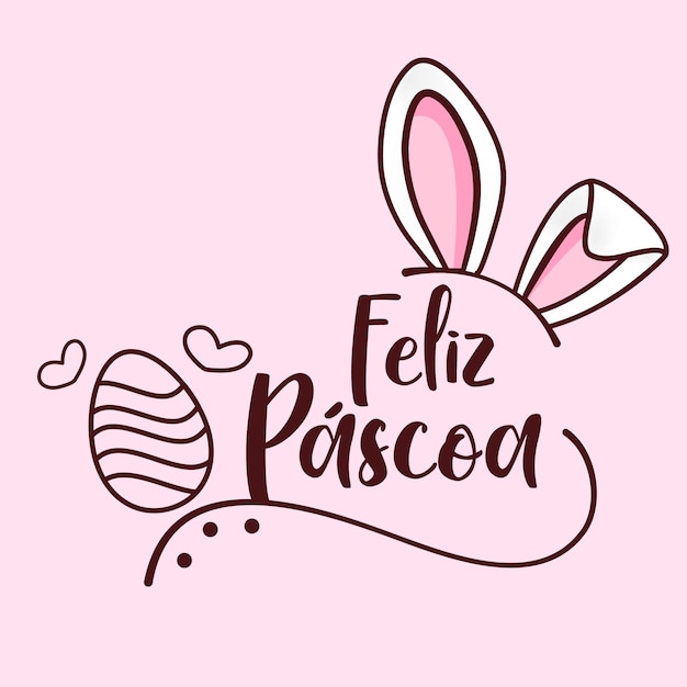 Feliz páscoa com ovos coelho brasil vector