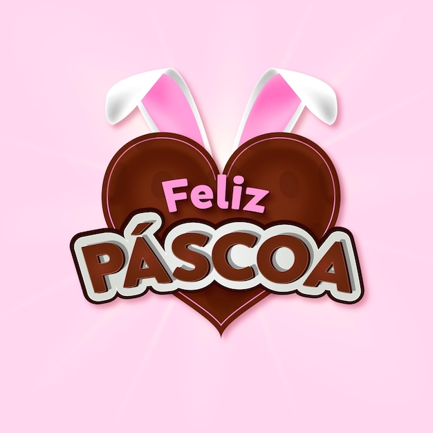 Feliz Páscoa de chocolates de coração e orelhas cor de rosa Vetor