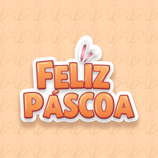 Feliz Páscoa em português com orelhas de coelho