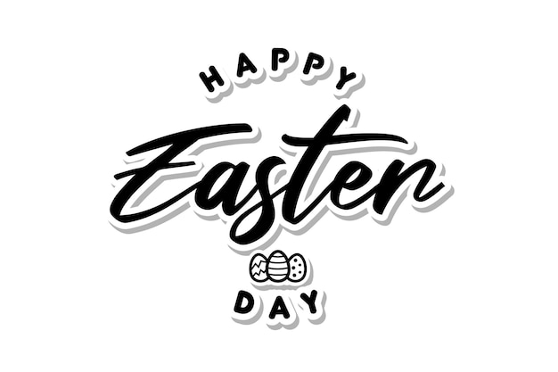 Feliz páscoa escrevendo e ícone de ovo de páscoa com fundo branco boa composição para cartão de saudação