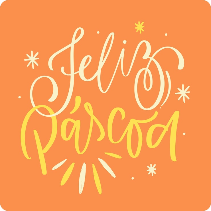 Vetor feliz pascoa feliz páscoa em português brasileiro vector de letras de mão moderna