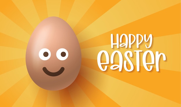 Vetor feliz páscoa, ovos de páscoa com uma carinha de emoji sorridente
