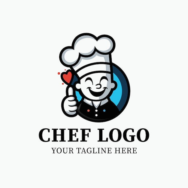 Feliz polegares para cima logotipo do chef de desenho animado para restaurante